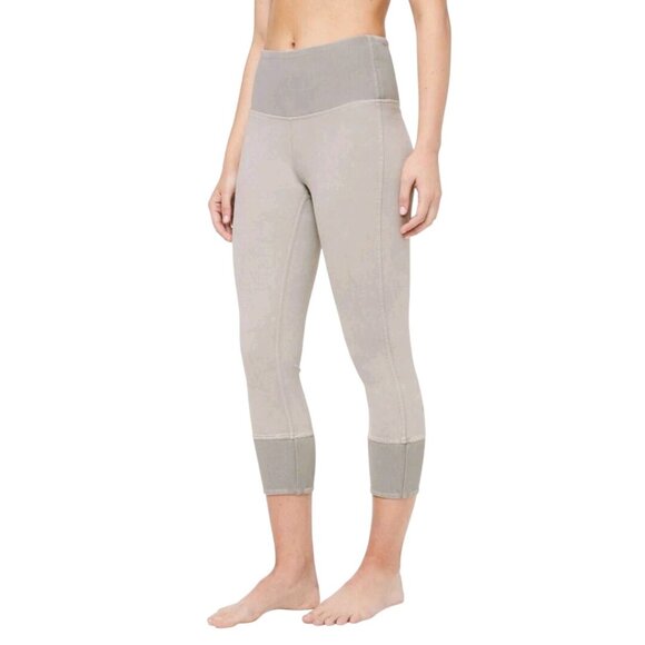 Lululemon Wunder Under Cropped 23" Ribbed Washed French Clay Leggings Size 10 - Picture 4 of 8